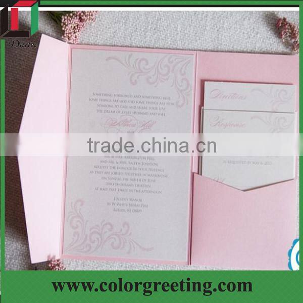 pink elegant lacer cut pearl custom handmade wedding invitation card