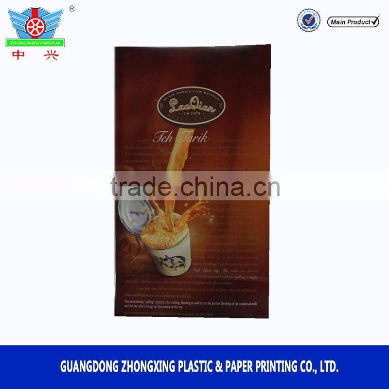 Instant milk tea block bottom pouch/coffee or tea Powder sachets with flat bottom pouch