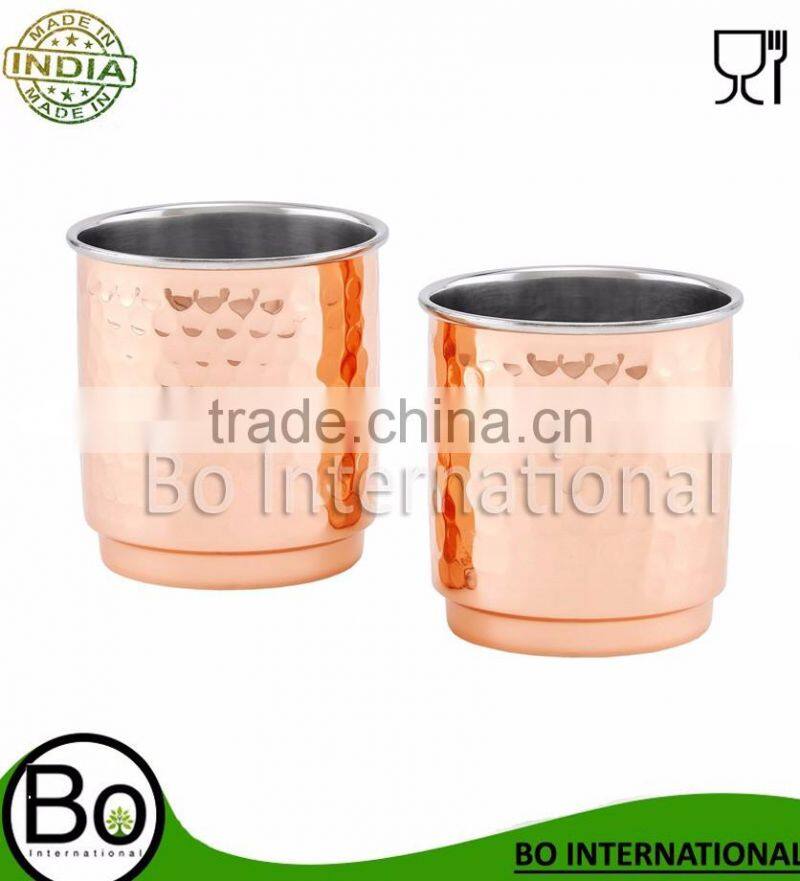 2-Ply Hammered Copper & Stainless Steel Whiskey Tumblers (Set of 2), 11 oz