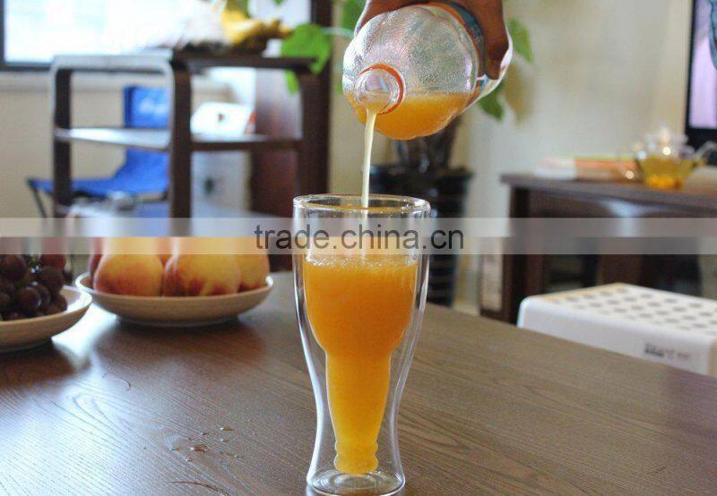 350ml double wall glass cup for beer