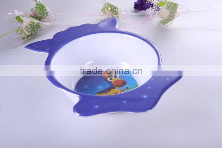 high quality melamine round plate with cartoon printed for kids