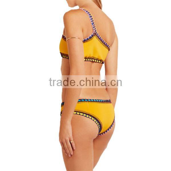 2016 xxx hot sex bikini one shoulder handmade crochet high waist bikini