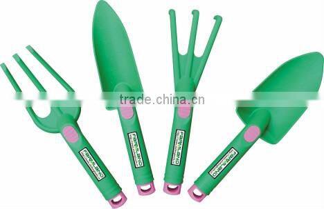 plastic mini 4pcs green garden tools kids garden tools garden tools set with round hook eye hanlde