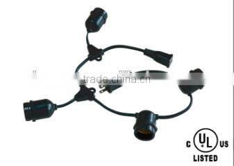 H50084 10 Vintage Patio Globe String Lights Black Cord, Clear Glass Bulbs 24'