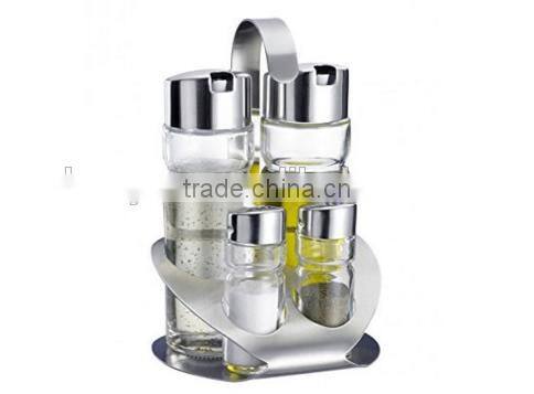 Stainless Steel Cover Glass Bottle Kitchen Storage Spice Jar Set Of 4