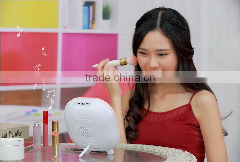 New Cool Multi-functional Makeup Mirror With Bluetooth Speaker LED Light Clock Support Mobile Phone Charging