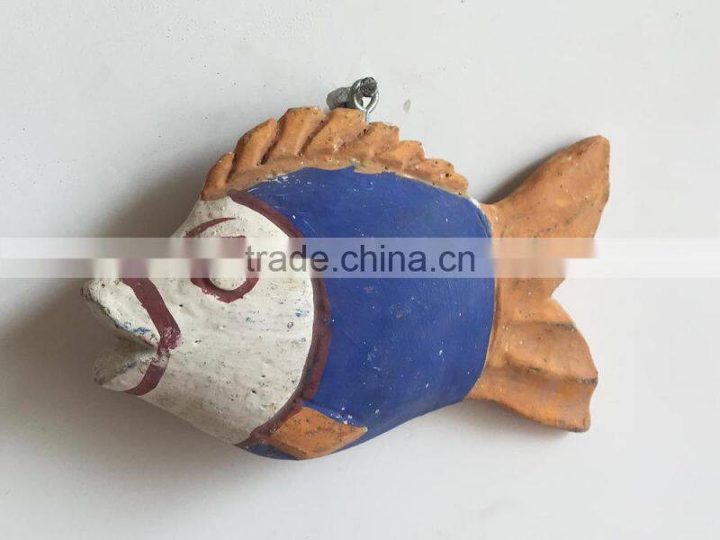 Decorative carving wood fish sculpture