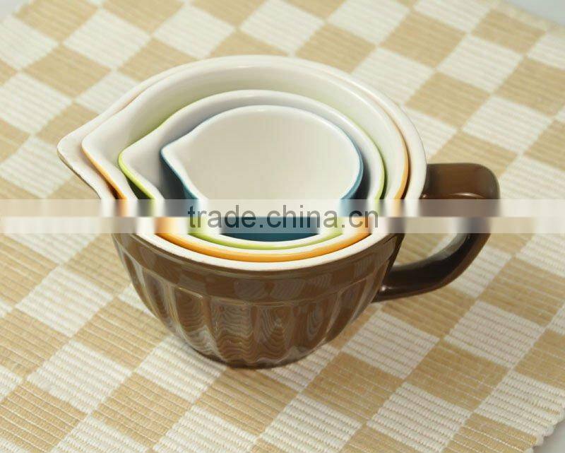 4pcs Stoneware batter bowl with solid color
