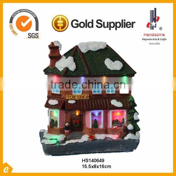 6" unisex resin fiber optic Christmas village houses gifts