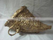 RH-YF22 Thanksgiving decorattan cornucopia horn shape wall hanging flower rattan basket