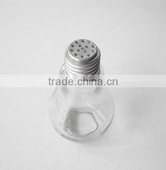 bulb shape glass spice packaging jar bottle with silver hole lid