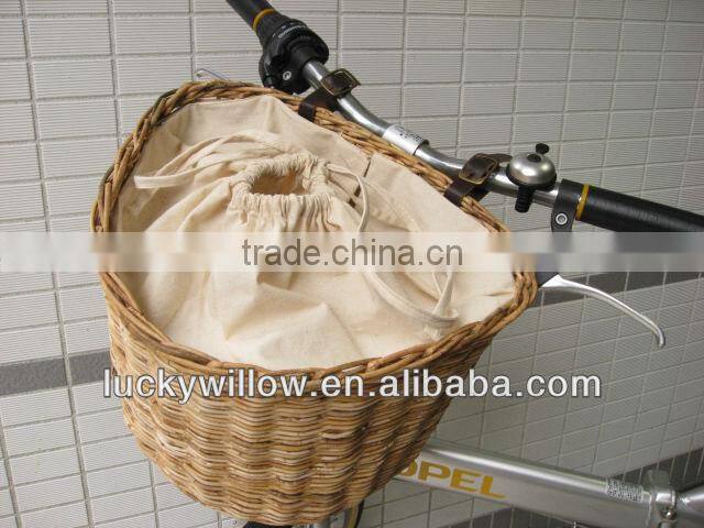 wicker bicycle basket with flower for bicycle (manufacture)