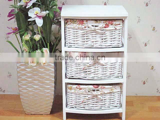 cream 3 wicker baskets for wooden storage unit