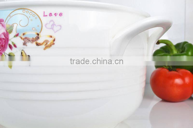 8"Porcelain pot suitable for microwave with glass lid