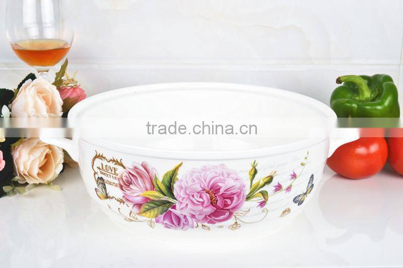10" porcelain pot suitable for microwave oven with glass lid
