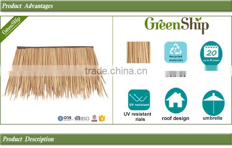Outdoor Synthetic Thatch Roofing from GreenShip/man-made grass tile/weather resistant/ eco-friendly/patented products