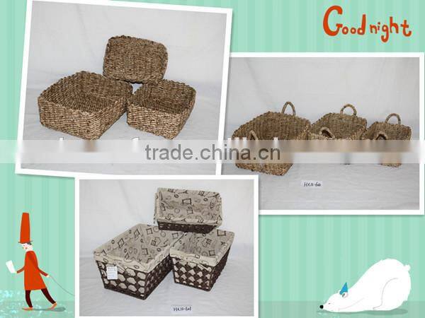 Beautiful Rectangle Seagrass Weave Storage Hesco Basket With Lining