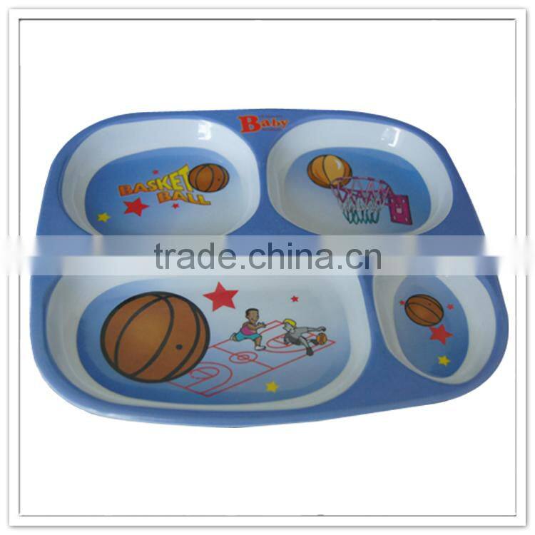 Basketball design first grade 4 compartments children melamine plastic dish