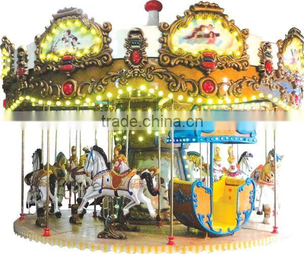 Fairground Games Outdoor Amusement Ride Equipment 18 Seats Small Carousel LT-7016