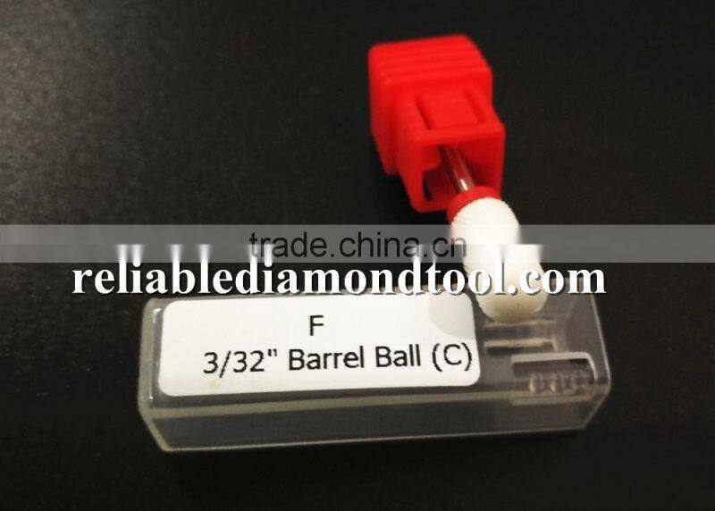Polishing Drill Barrel Ball Total Length 40MM Fine Type Head Blade Diameter 13MM White Ceramic Burr for Nail