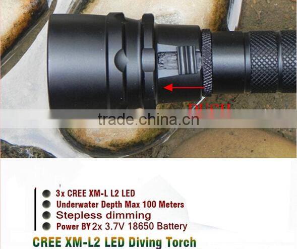 3000 Lumen 3x cree XM-L T6 LED scuba diving torch equipment