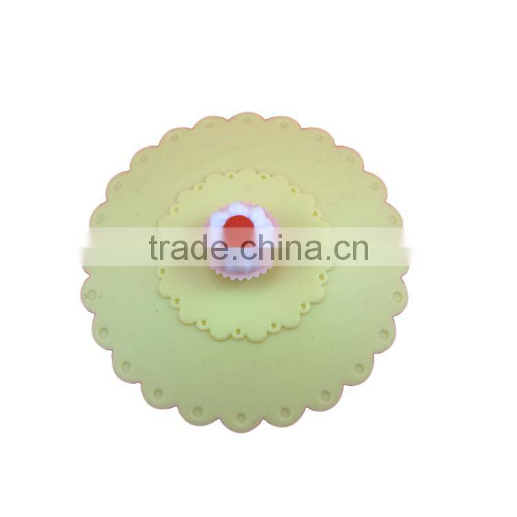 Food grade silicone rubber Anti-dust Airtight Seal Silicone Drink Cup Lids with Cake shape