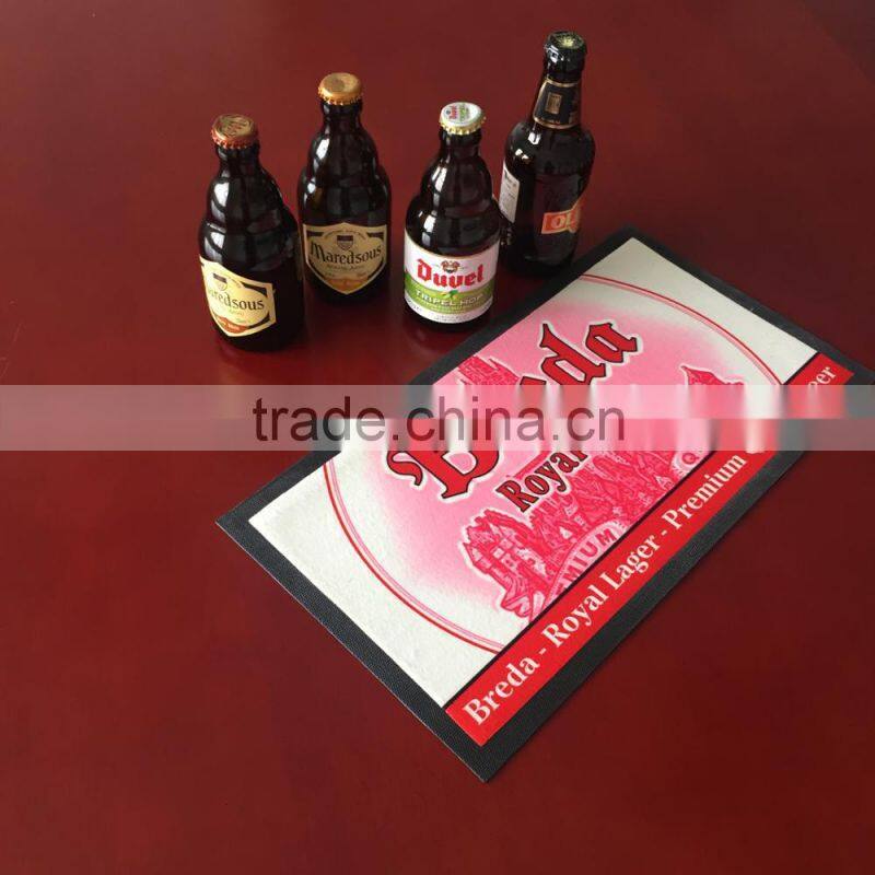 Full color non woven custom logo rubber bar mat