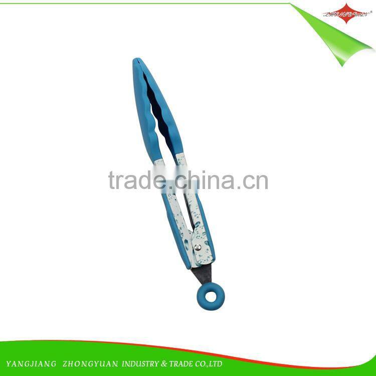 ZY-H2018 Wholesale Kitchen and Barbecue Grill Tongs Silicone Stainless Steel Locking Food Tong