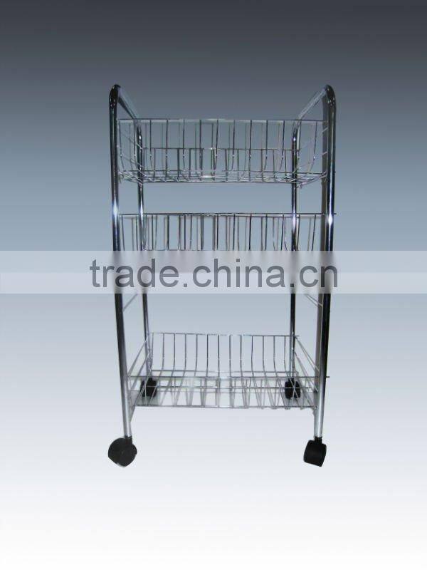 3-tier metal storage cart shelf rack with wheels for Home&Kitchen
