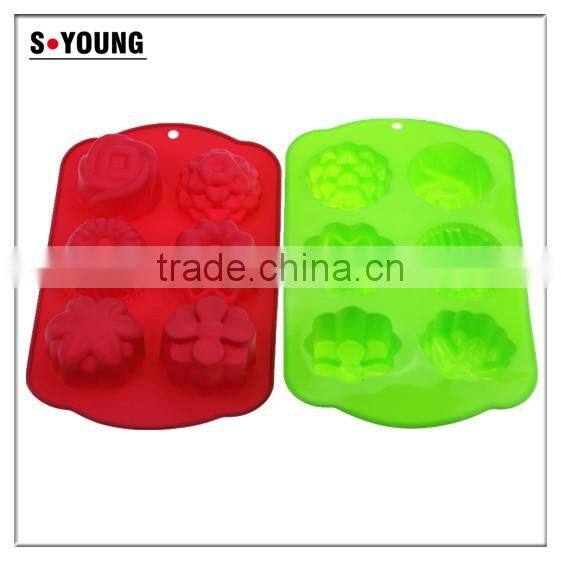 11031 Six flower shaped promotional gift silicone cake mold