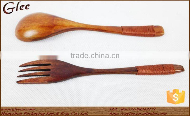 Wholesale wooden spoon and fork set, jujube, color natural, 15*3.5cm