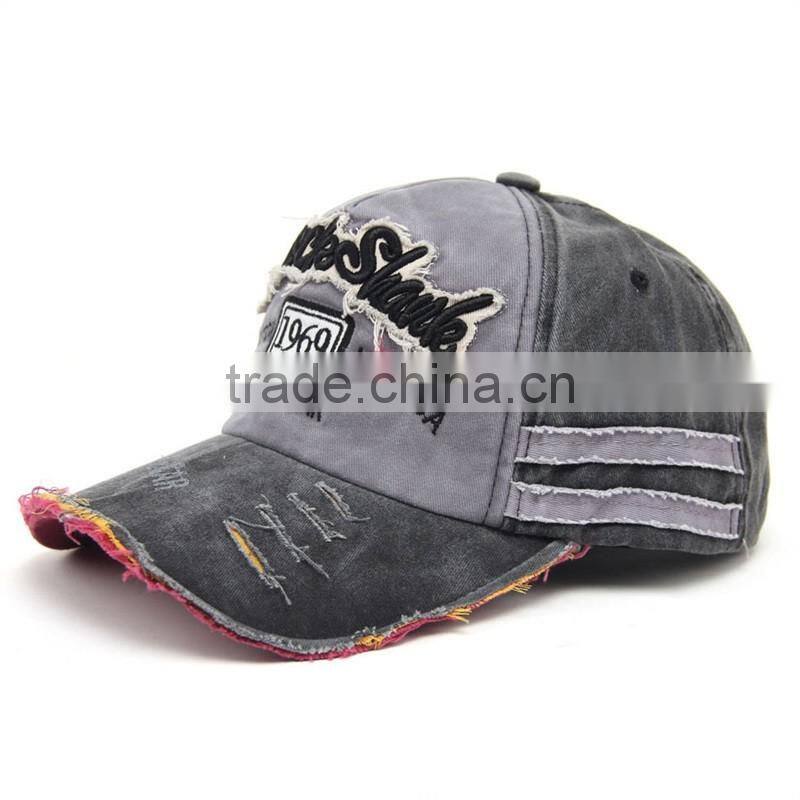 New Style Distressed Washed Denim Sport Cap With Your Own Design