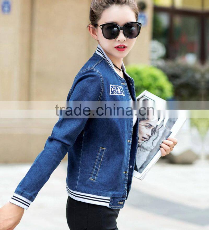 Wholesale long sleeves jeans women denim spring jacket for women