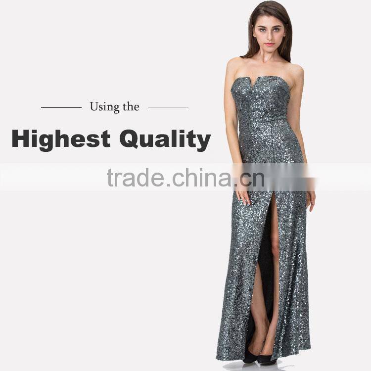 2017 Guangzhou factory women clothing sequin prom dress model
