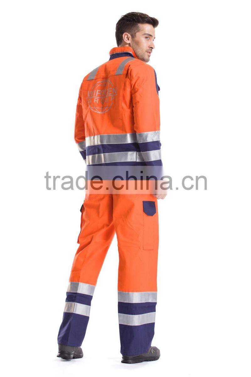 2015 OEM male Anti static work Uniform one piece wear fire-fighting protection safty coverall set clothes high Quality