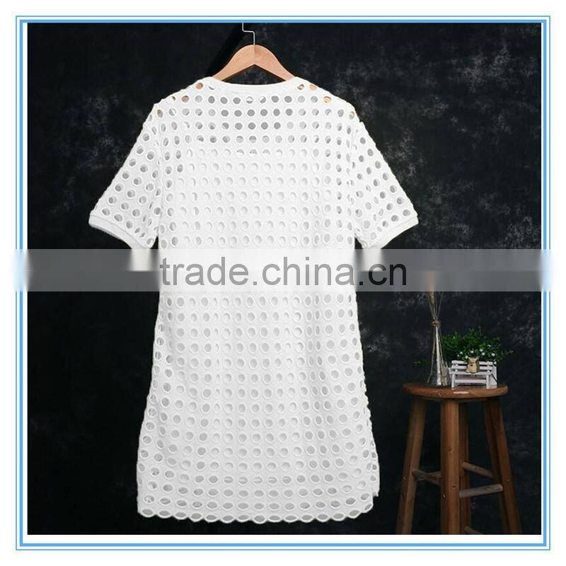 Elegant Ladies Fashion 2 Pieces Wholesale White Cotton Dress Pattern High Quality