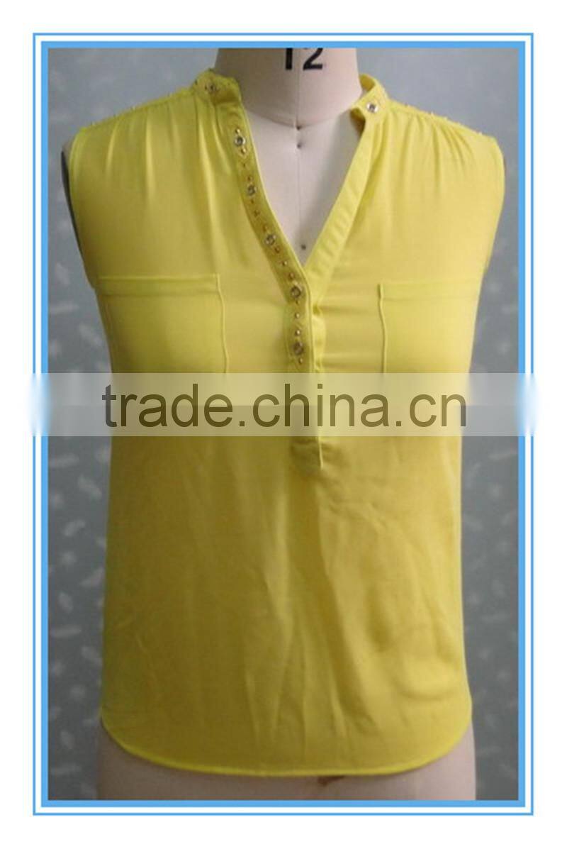 High Fashion 2015 Scoop Women Yellow Tank Top