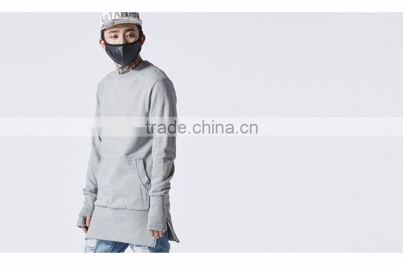 custom wholesale blank longline sweatshirt oversized pullover for men