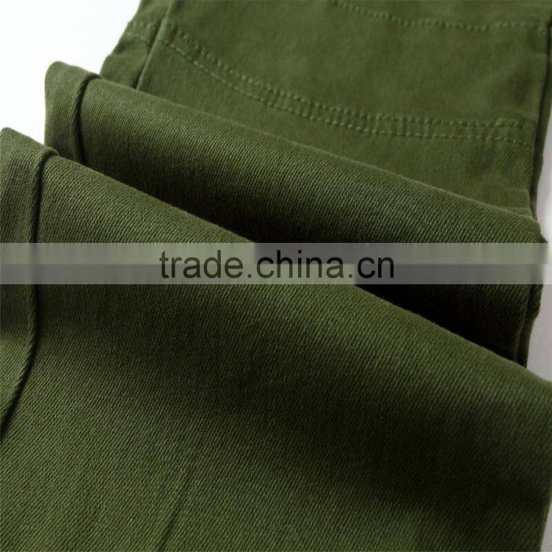 2016 new brand men's fashion jeans green jeans male personality folds comfortable hotsale biker jeans