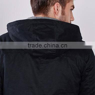 Latest Design OEM Black Casual Winter Padding Jacket For Men With Hood
