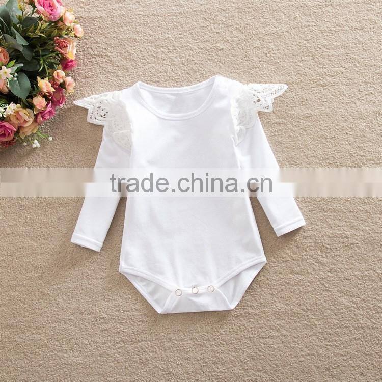 Fashion Soft Cotton Baby Clothes Toddler Stripe Design Bodysuit Baby Girls Ruffle Lace Long Sleeve Romper
