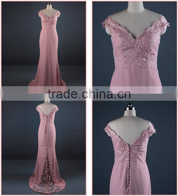 Beaded Pink Long Evening Dress