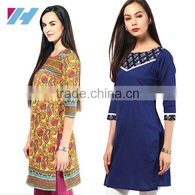Clothing Apparel Cotton Om Ladies Printed Long Kurta Styles