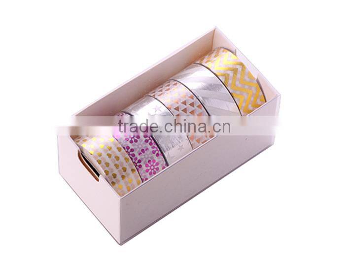 6 pure colors washi tape one set adhesive paper gold stamping carton packing