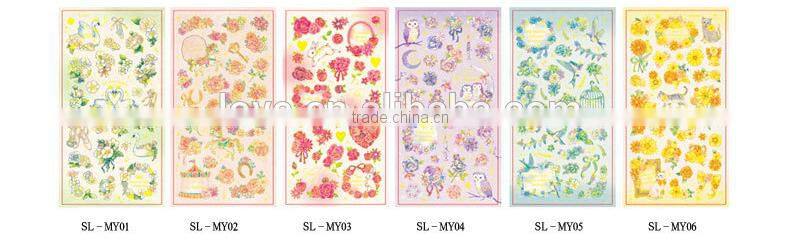 custom carton paper sticker gold stamp sticker for decoration DIY sticker