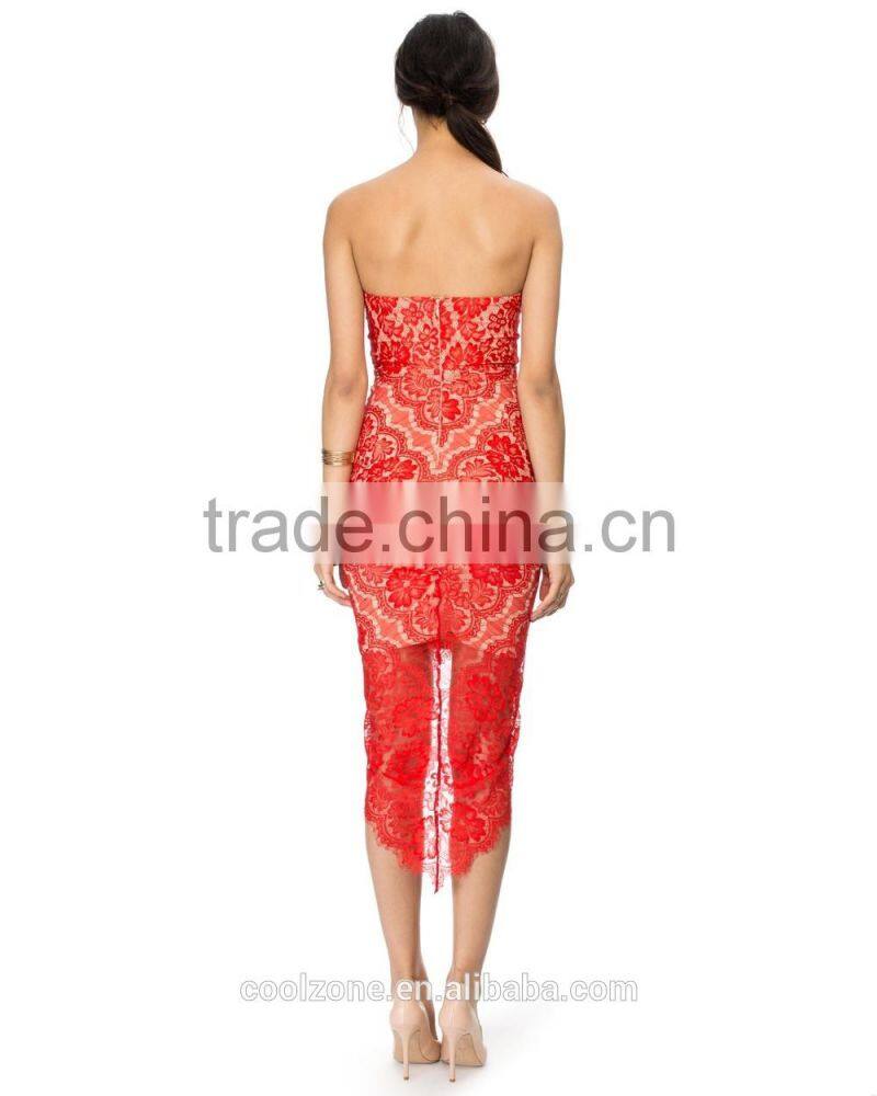 Fashion sweetheart neck strapless cocktail dress with graduated hem