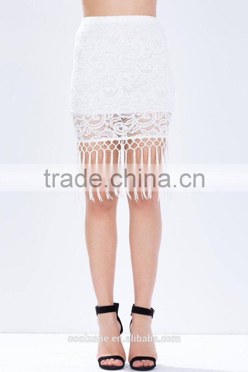 Hottest crochet party skirts women skirt design with falling fringe