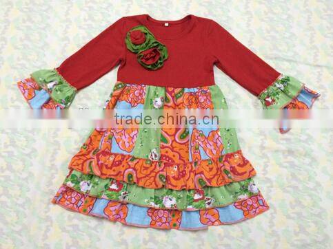 Kids high low top Dress cute 3/4 Sleeve Ruffle Dress Baby Frock Design pumpkin print dress