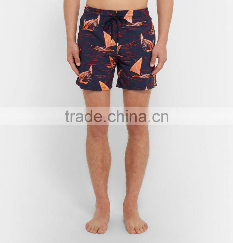 2017 hot sale summer shorts men beach Mid-Length Embroidered custom made 100% nylon Swim Shorts wholesale