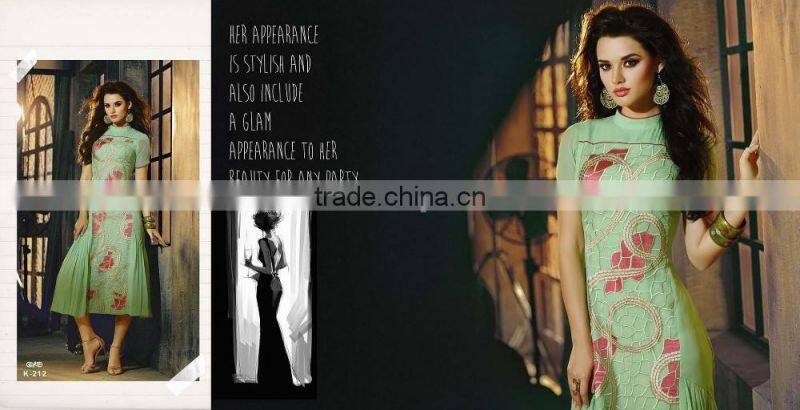 Grey color on embroidery design Bliss Charm Designer Kurtis